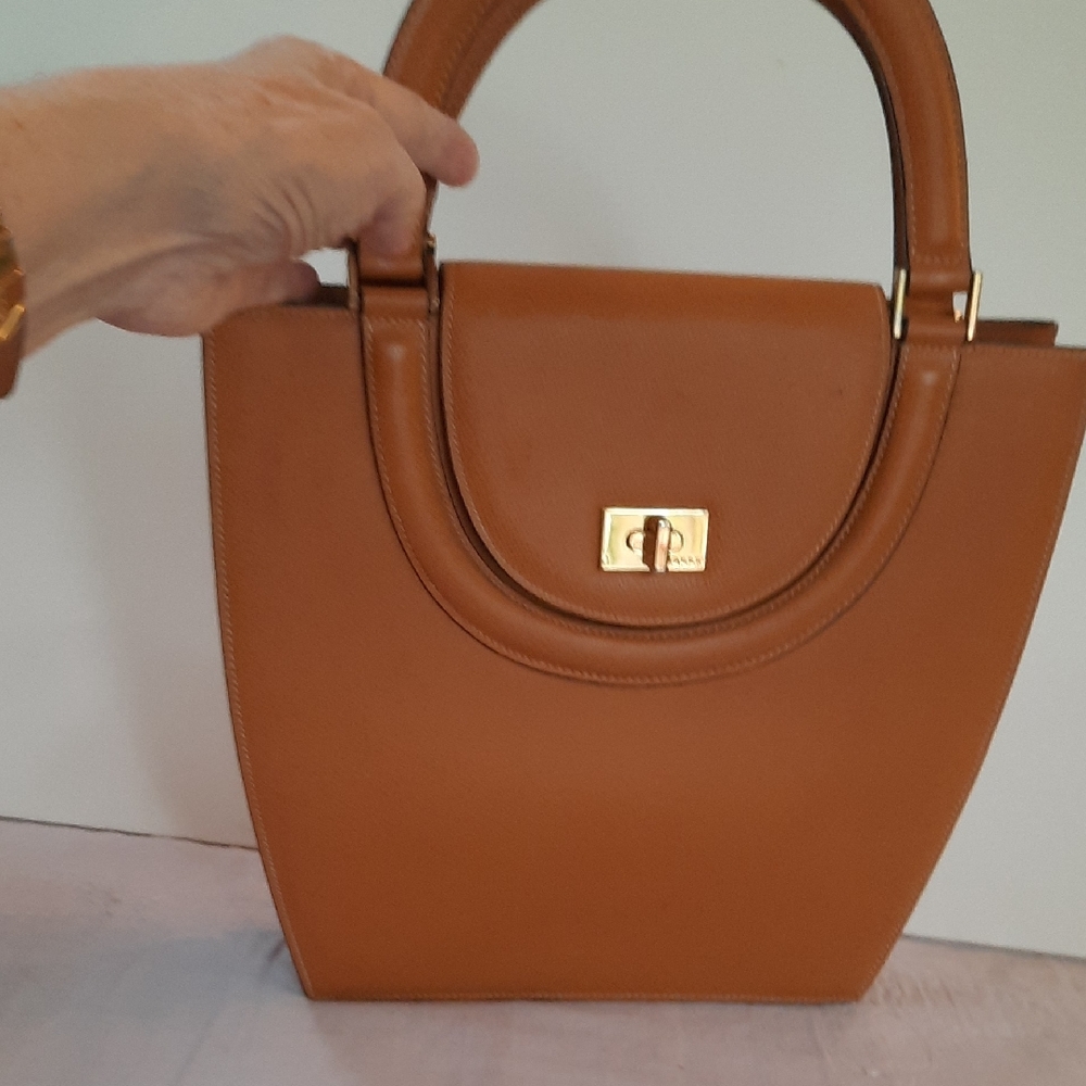 Bally Tan Shoulder Bag with Gold Accents